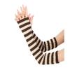 Women Striped Elbow Gloves Winter Knitted Arm Warmers Goth Punk Fingerless Gloves Stretchy Mittens with Thumb Hole for Daily Wear Cosplay