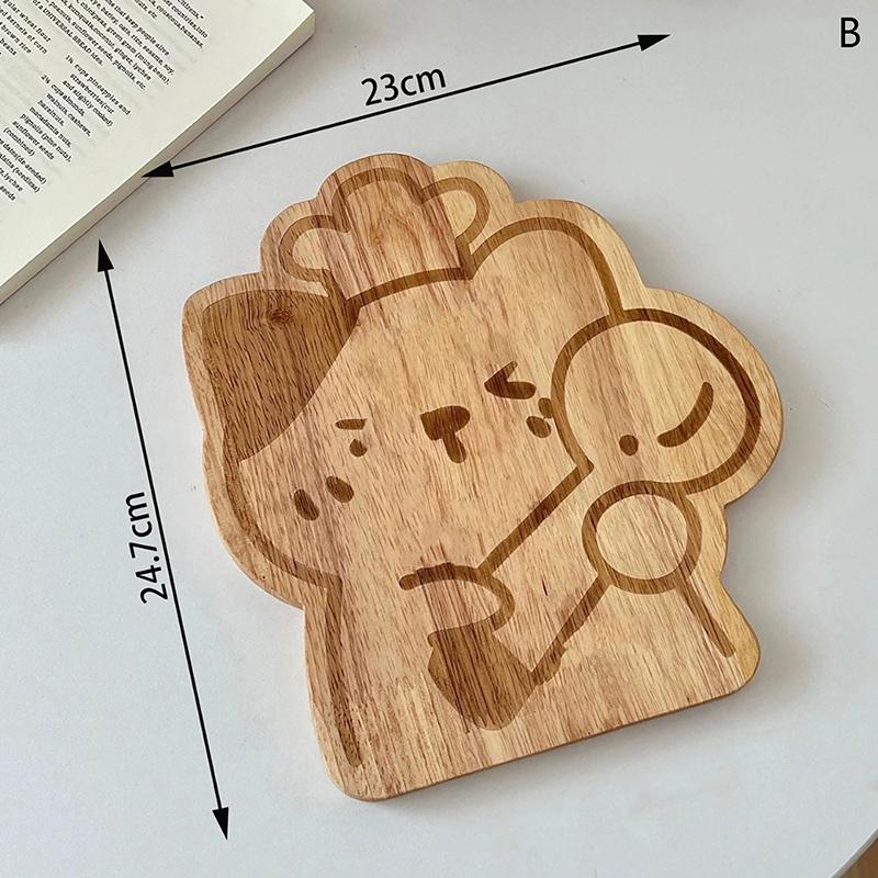 Cartoon Cutting Board Kawaii Wooden Food Board Cinnamon Roll Girl Children Bread Breakfast Plate Fruit Dessert Plate