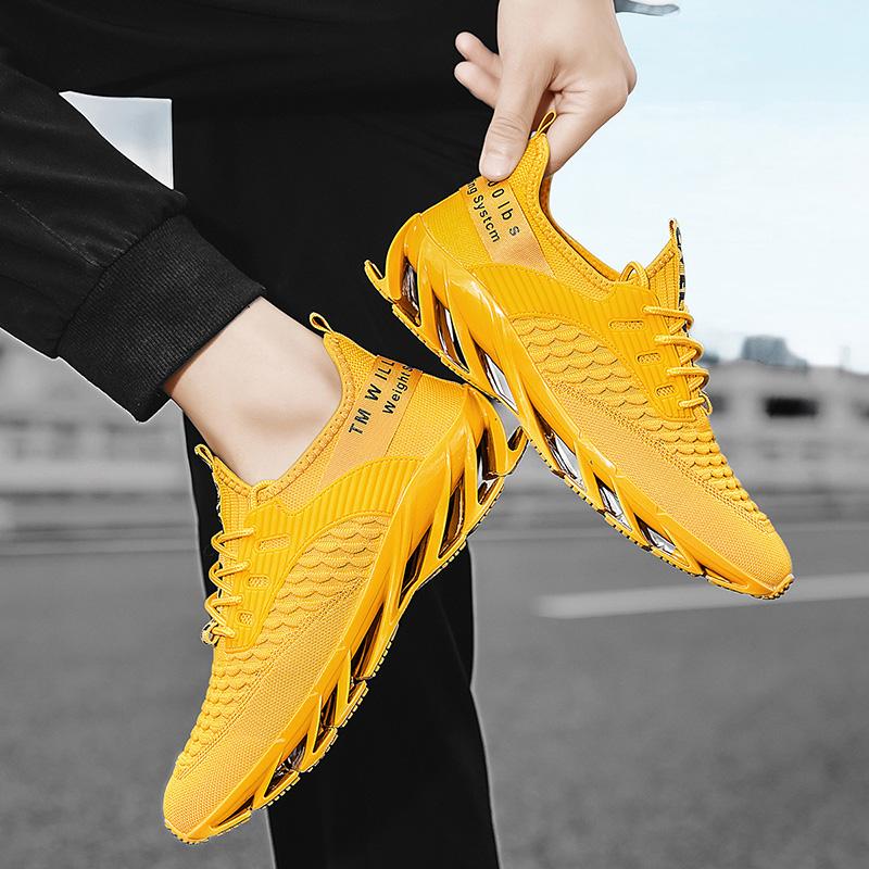 Spring/Autumn Men's Large Size Blade-soled Shoes Flying Weave Fitness Jogging Shoes