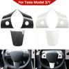 Auto Sparkle ABS Carbon Fiber Model Y Steering Wheel Patch Decoration for Tesla Model 3 Model Y Interior Modified Accessories