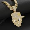 Full Diamond Baseball Cartoon Character Pendant Cuban Chain, Personalized Hip Hop Style Street Trend Necklace Accessories