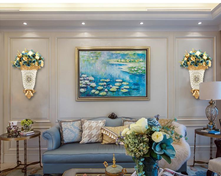 Роскошные настенные вазы из смолы с бриллиантами, искусственные горшки для цветов, поделки, украшения для дома, гостиной, ТВ-фона, настенная роспись