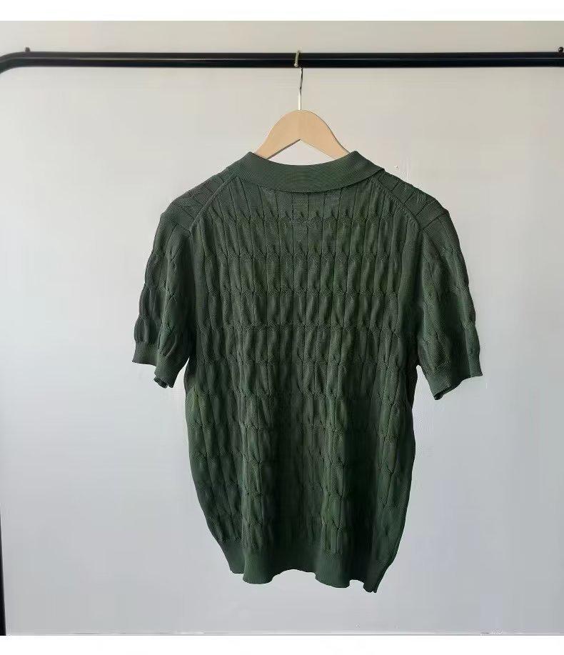 Men's Summer Korean Style Slim Fit Knitted Polo Shirt - Short-Sleeve, Solid Color, Ice Silk, Turn-Down Collar