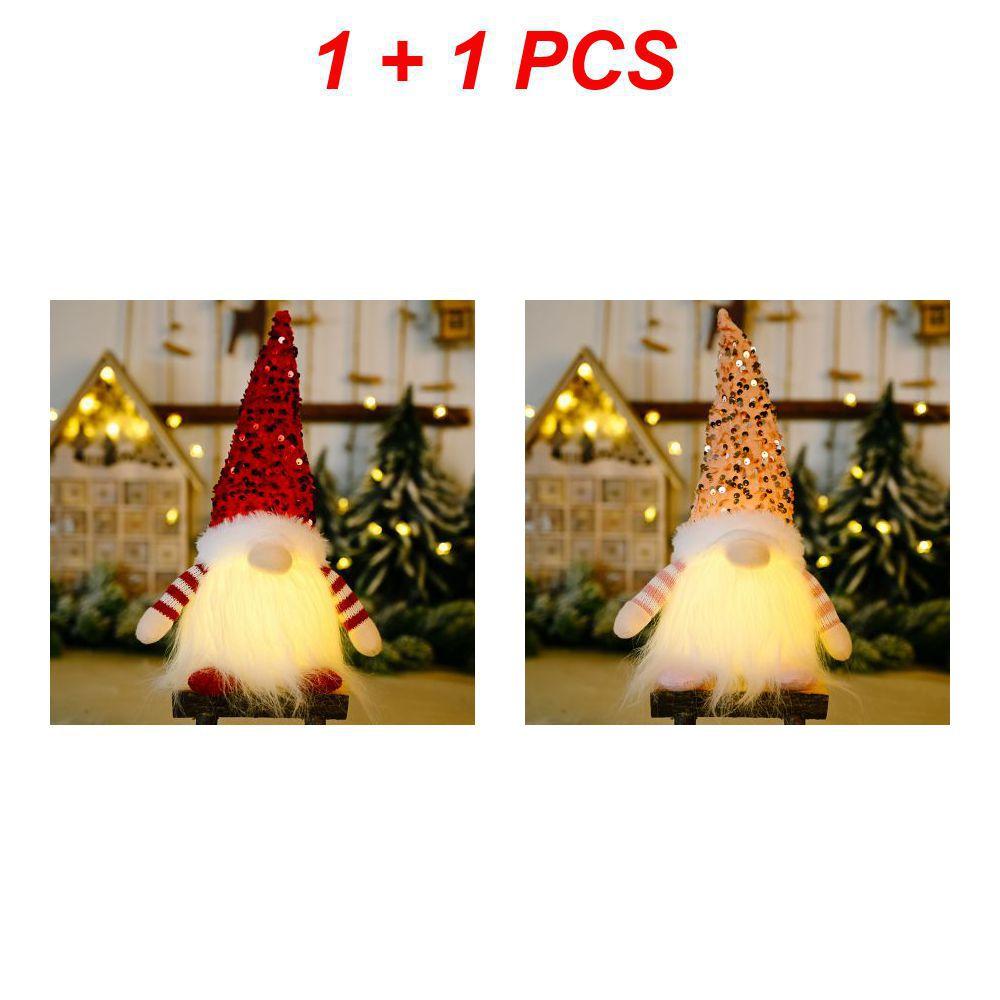 1/2/3pc Christmas Glow Dwarf Doll Christmas Faceless Dwarf Plush Elf Christmas Tree Pendant Nightlight New Year Party Decoration