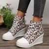 Fashion Women 2025 Canvas Sneakers Spring Autumn Lace-Up Comfortable Wedges Shoes Fashion Woman High Top Platform Casual Shoes