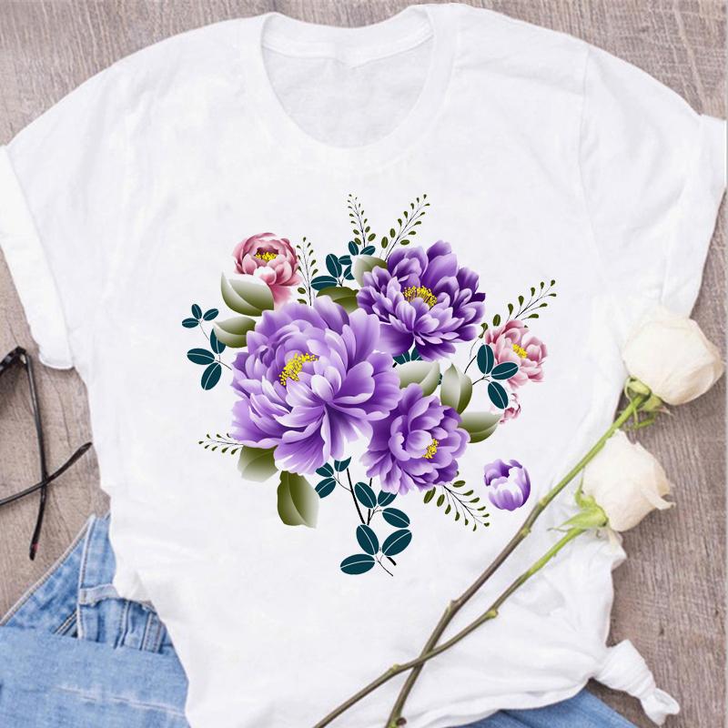 New Red Rose Print Women T Shirt Black T Shirt Harajuku Korean Style Graphic Tops Kawaii Female T-shirt Tops Women T Shirts