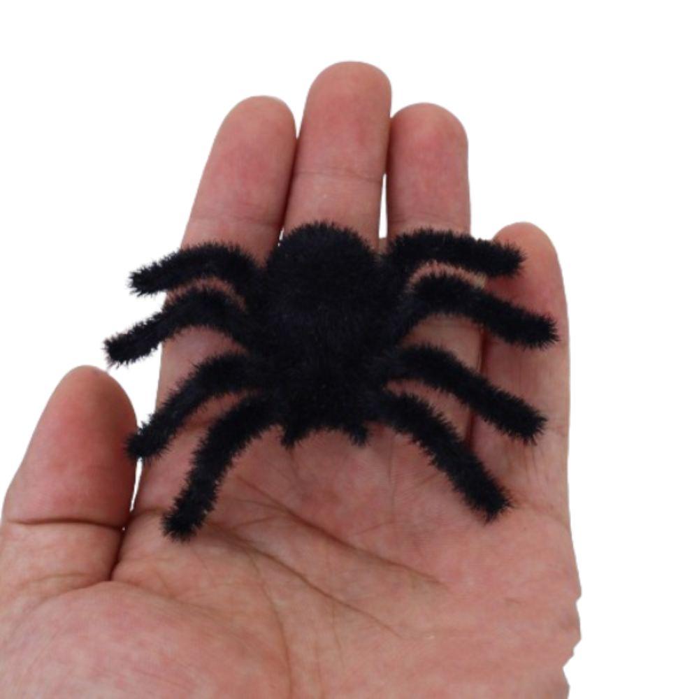 Funny Flocking Black Spider 3D Artificial Spider Halloween Plush Spider  Learning Toys
