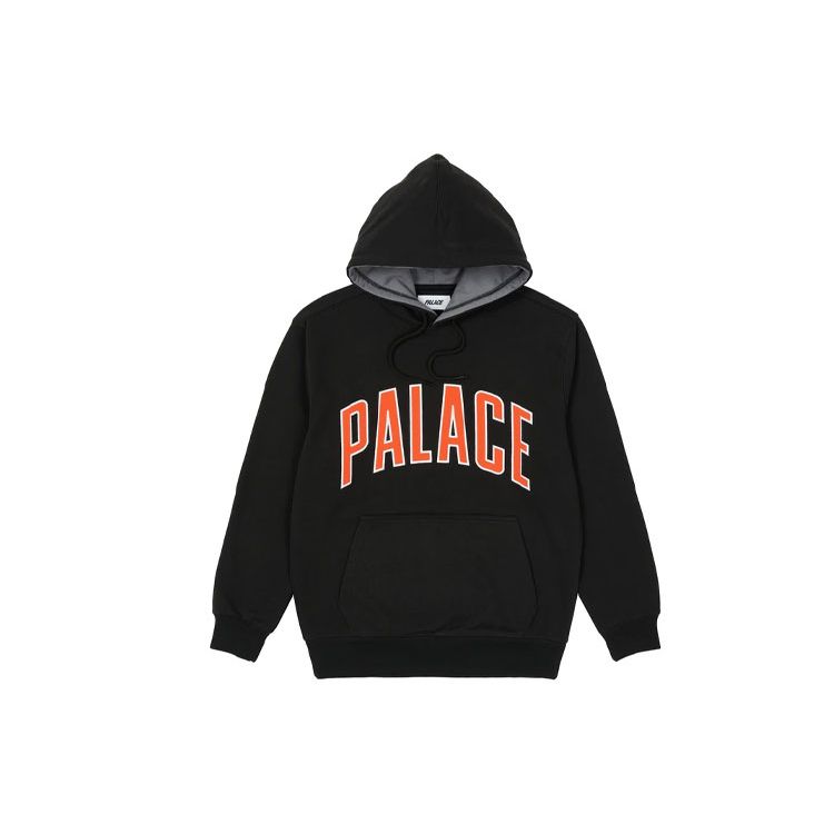 Palace Letter Oversized Logo Pattern Pocket Hoodie Unisex Hoodie Black P20CS069