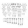 60pcs/set Titanium Steel Tongue Lip Nose Navel Ring Body Piercing Jewelry Set Exquisite Elegant Women All-Match Jewelry