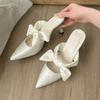Fashion Elegant Bow Women Heeled Slippers Designer High Heels Shoes 2025 Trend Fad Pointed Toe Stilettos Pumps Summer Sandalias De Mujer