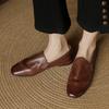 Fashion 2025 Spring Women Shoes Round Toe Chunky Heel Women Flats Women Shoes Genuine Leather Retro Loafers Ladies Shoes