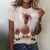 Funny Animal Graphic Women's T Shirts Causal Short Sleeve Top Women Kawaii Fashion Oversized Female Clothing Ladies Summer Tees