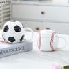 Creative Baseball Shape Mug Ceramic Cups with Lid Dining Table Coffee Mugs Afternoon Tea Teacup Water Cup Fruits Juice Container
