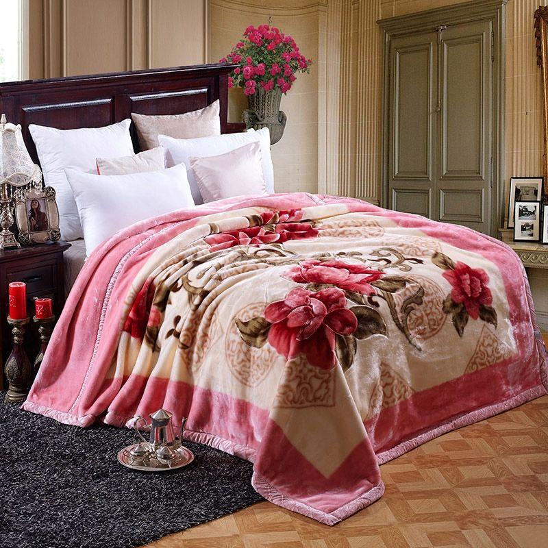 Winter Blanket Bed Soft Coral Flannel Flannel Blanket Faux Fur Mink Solid Color Sofa Cover Bed Cover Plus Velvet Breathable Sheet