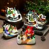 Christmas Glowing Snow House Sets Rotating Train Display Figurine Music or Home Bar Shop Holiday Decoration Gift