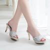 Fashion Summer Women's Rhinestones Sexy High Heels, Gold and Silver Women's Slippers, High Heels, Sandals Sexy