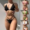 2025 European and American Solid Color Women's Sexy Bikini Split Swimsuit