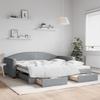 VidaXL Daybed with Trundle and Drawers Light Grey 100x200 Cm Fabric 3197229
