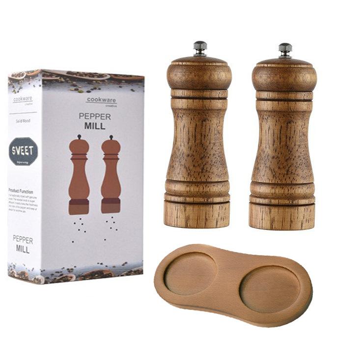 Pepper Grind Salt and Grinder Kitchen Tools Oak Freshly Wooden Flask