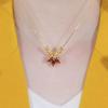 Red Maple Leaf Liufu Bead Necklace for Women's Fashionable Versatile Collarbone Chain High-end and Simple
