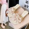 Fairy Wind Crystal and Slippers Female Summer Wear 2025 New Summer Thick Heel One-word Drag Middle Heel Women's Sandals