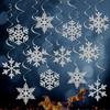 8 Pcs Christmas Snowflake Hanging Swirl Decorations Winter Party Glitter Snowflake Ceiling Streamers for Christmas Birthday Baby Shower New