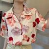 Flower Print Women Shirts Casual Vintage Turn-down Collar Leaf Blouse Loose Chic Single Breasted Ladies Clothing Top