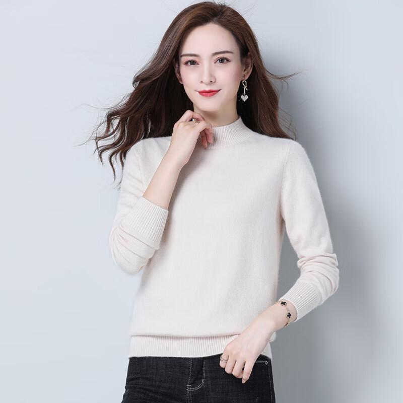 Women's Semi-High Neck Solid Color Loose Knit Sweater