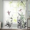 Traditional Bamboo And Birds Sheer Curtains Bedroom Voile Curtain Living Room Window Sheer Curtains Kitchen Tulle Drapes