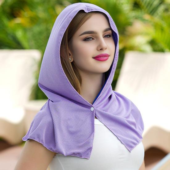 Cooling Hoodie Towel Neck Face Sun Protection Ice Towel Summer Hot Weather Breathable Sports Gym Workout Head Wrap Shawl