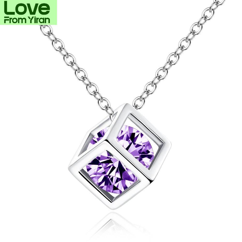 Sale Water Cubic Zircon Necklace Rubik 'S Cube Pendant Necklace For Ladies Party Birthday Present