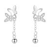 iArkPower Earrings Ladies Sway Leave It On S925 Silver Chain Earrings Compatible with Metal Allergies Zircon Platinum Plated Butterfly Earrings Cute