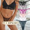 3Pcs/Set Lace G-string Panties Women Thong Floral Panties S-XL Femme Girls Underwear Transparent Lingerie