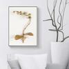 Art Golden Leaves Flowers White Flowers Gold Tulip Decorative Paintings Modern Bedroom Hanging Paintings Canvas Wall Art