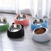 Stainless Steel Cat Dog Food Bowl Ergonomic Slanted Design for Neck Support Automatic Feeding Pet Utensil Set