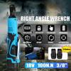 18V  3/8" 100N.m Electric Wrench Cordless Ratchet Rechargeable Scaffolding Right Angle Wrench with  2 Battery Charger Power Tool 18V
