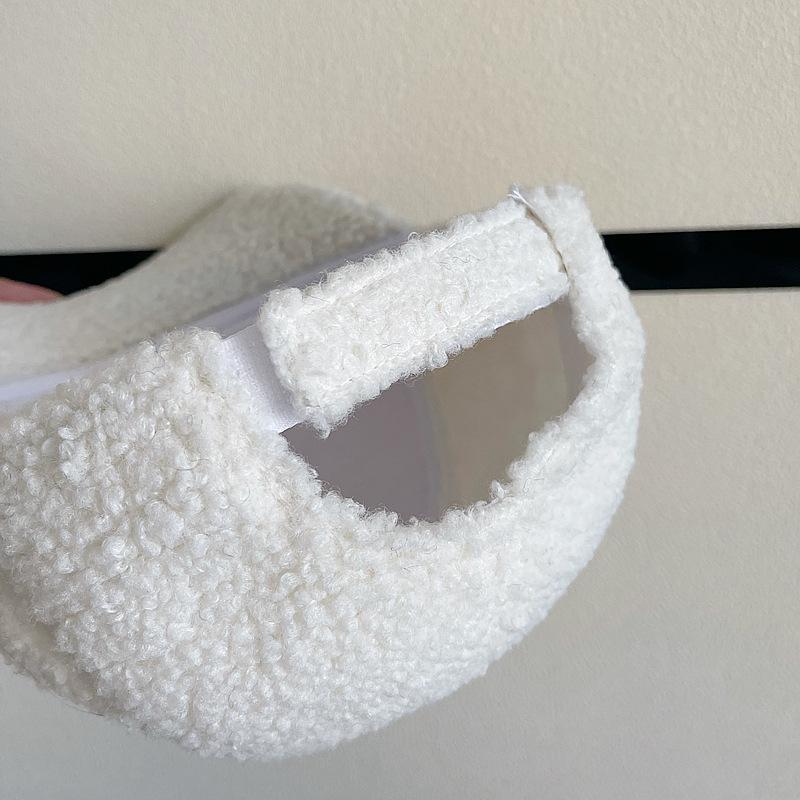 Autumn Winter Women Letter Embroidered Lamb Wool Baseball Cap Outdoor Leisure Teddy Warm and Cold Proof Duck Tongue Hat