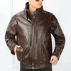 Cow Leather Loose Cotton Men Leather Coats Winter Stand Collar Genuine Leather Jackets Solid Warm Zipper Pockets Pilot Overcoat