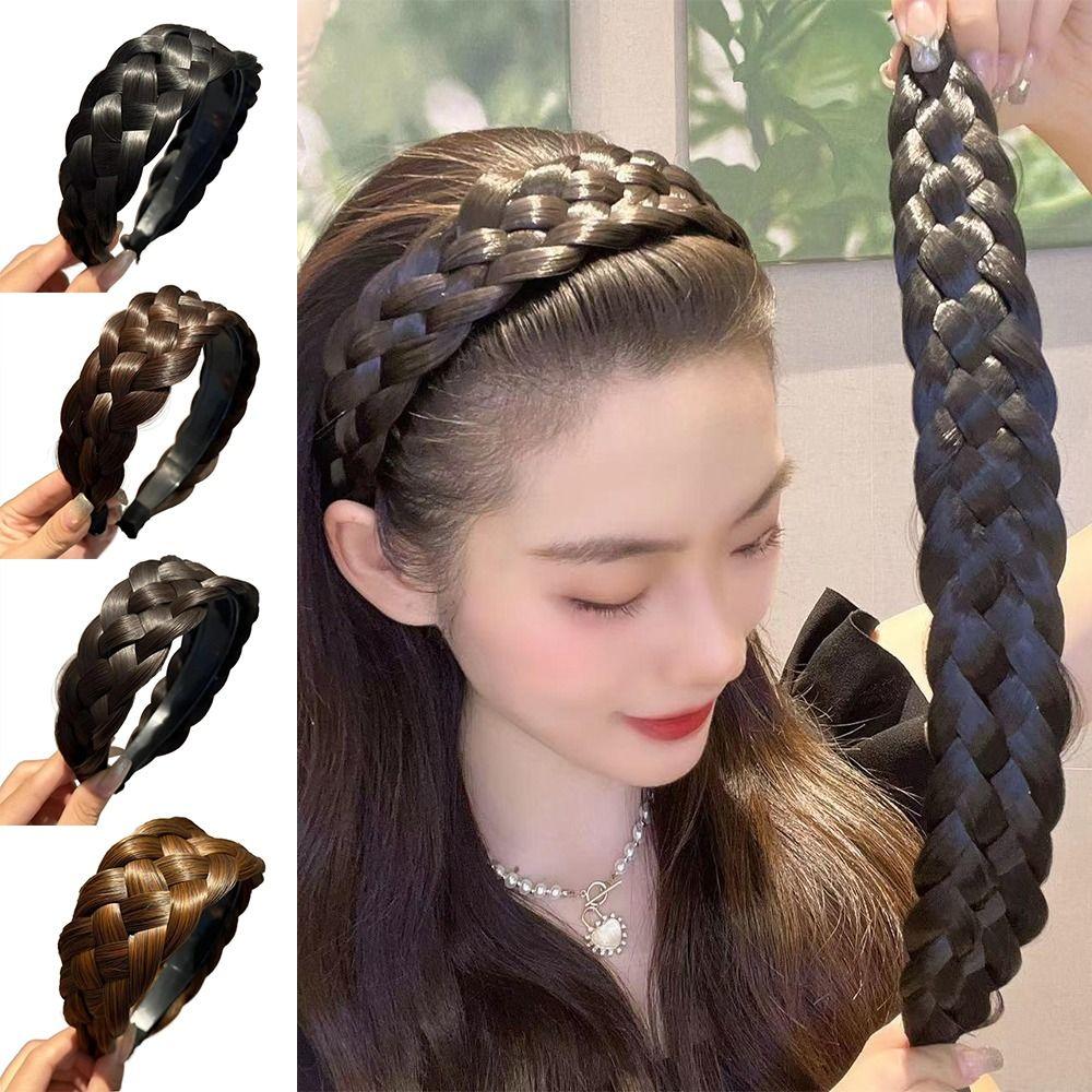 Hot Thickened Wide Braid Wig Braid Headband Hair Hoop Wide-Brimmed Hair Hoop Wig Hairband