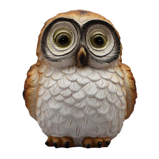 Solar Owl Garden Statue Solar Powered LED Night Lights Resin Animal Decor for Yard Patio Weatherproof Outdoor Ornament
