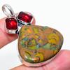 Natural Bamboo Jasper, Garnet Gemstone 925 Sterling Silver Pendant 2.17" B9o20