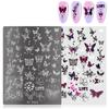 Butterfly Flower Nail Art Stamping Plates Drawing Template Geometric Stripe Line 3D Image Stencil Mold Manicure Template