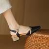 Summer Large Size Bag Head Rear Empty Sandals Casual Color Matching Women's High-heeled Sandals Rubber Soft Sole Square Head New Women's Shoes