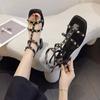 Designer Rivet Sandals Women Open Toe Square Root Casual Shoes Fashion Buckle Women's Shoes 2024 New Summer Women's Sandals