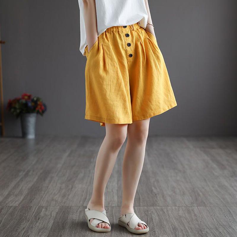 Хлопковые шорты женские летние винтажные свободные большие размеры с высокой талией 7 очков джинсовые широкие брюки юбка