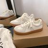 Grape Mother Spring New Retro Round Head Color Matching Casual Board Shoes Lace Up German Training White Shoes Women's Spring and Autumn