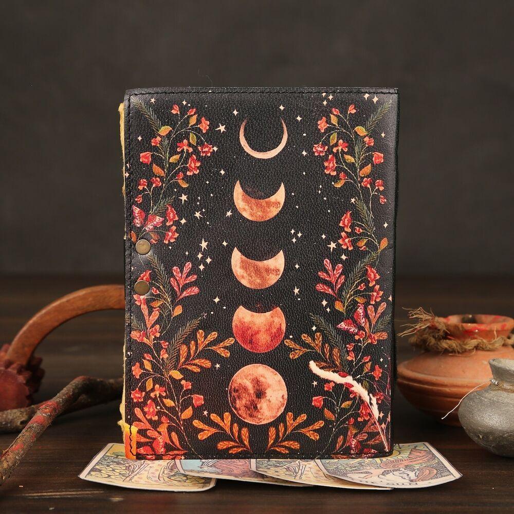 Sun Moon Vintage Leather Journal for Men & Women 200 Pages of Antique Handmade