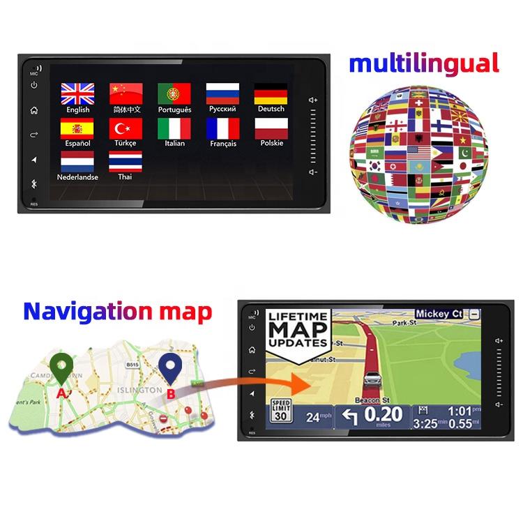 Universal Android Player Toyota 7inch 2 Din Car Radio Carplay Navigation GPS WiFi RDS DSP AM