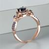 Vintage Rose Gold Color Ring Flower Style Round Cut Blue Stone Rings for Women Luxury Claw Ring Anniversary Gifts