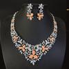 Personalised Luxury Vintage Flower Ladies Jewellery Necklace Earrings 2 Pcs Set Dating Party Prom Event Gift Bride M-523